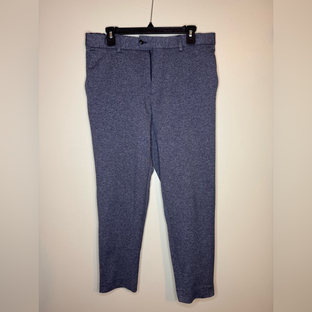 ZARA Men's Textured Knit Pants Blue Comfort Stretch Trousers Size 32 Lined